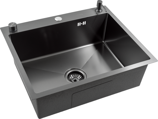 Изображение товара Мойка кухонная Futur FK 5050 Eco Embossing Pop-up Standart (черный нано)