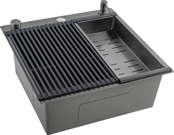 Изображение товара Мойка кухонная Futur FK 5050 Eco Embossing Pop-up Roll plus (черный нано)