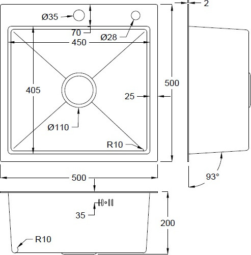 Изображение товара Мойка кухонная Futur FK 5050 Eco Embossing Pop-up Rinzer plus (черный нано)