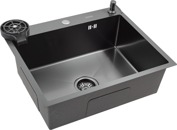 Изображение товара Мойка кухонная Futur FK 5050 Eco Embossing Pop-up Rinzer plus (черный нано)