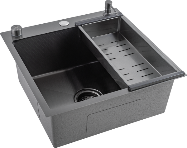 Изображение товара Мойка кухонная Futur FK 5050 Eco Embossing Pop-up Board plus (черный нано)