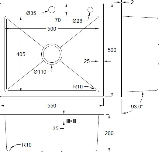 Изображение товара Мойка кухонная Futur FK 5550 Eco Embossing Pop-up Econom (черный нано)