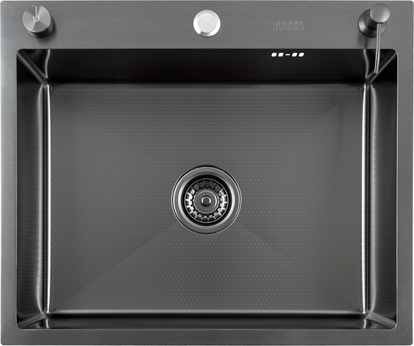 Изображение товара Мойка кухонная Futur FK 5550 Eco Embossing Pop-up Econom (черный нано)