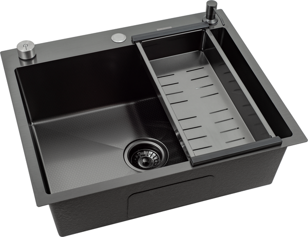 Изображение товара Мойка кухонная Futur FK 5550 Eco Embossing Pop-up Board plus (черный нано)