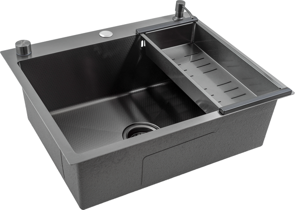 Изображение товара Мойка кухонная со смесителем Futur FK 5550 Eco Embossing Pop-up Mixer plus (черный нано)