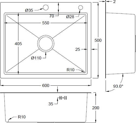 Изображение товара Мойка кухонная Futur FK 6050 Eco Embossing Pop-up Econom (черный нано)