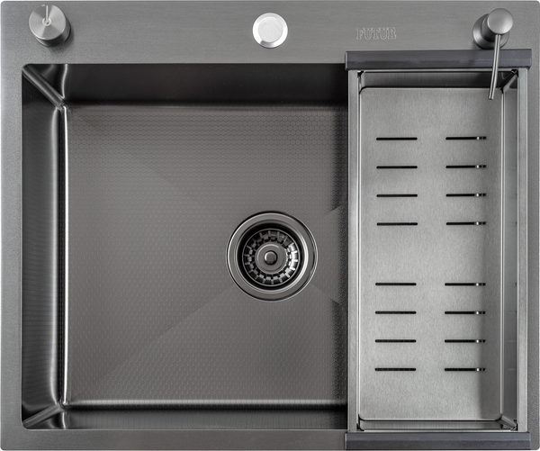 Изображение товара Мойка кухонная Futur FK 6050 Eco Embossing Pop-up Standart (черный нано)