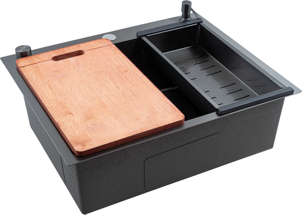 Изображение товара Мойка кухонная Futur FK 6050 Eco Embossing Pop-up Board plus (черный нано)