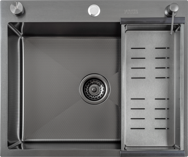 Изображение товара Мойка кухонная со смесителем Futur FK 6050 Eco Embossing Pop-up Mixer plus (черный нано)