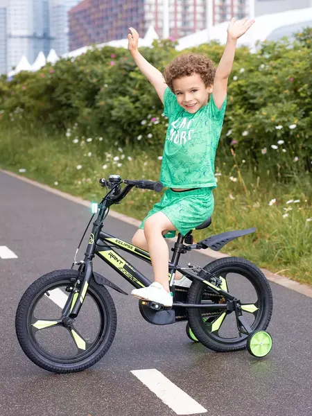 Изображение товара Детский велосипед Rant Eclipse 16 (черный/зеленый, разобранный, в коробке)