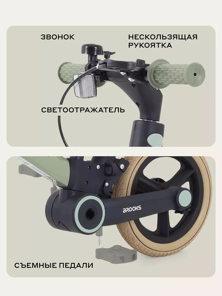 Изображение товара Детский велосипед с ручкой Rant Brooks 12 (фисташковый, разобранный, в коробке)