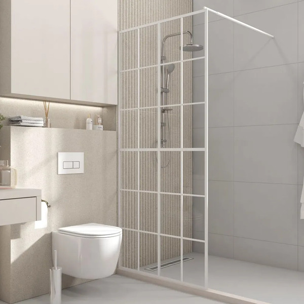 Изображение товара Душевая стенка Teymi Helmi 90x200 / T00302 (прозрачное стекло/белый матовый)