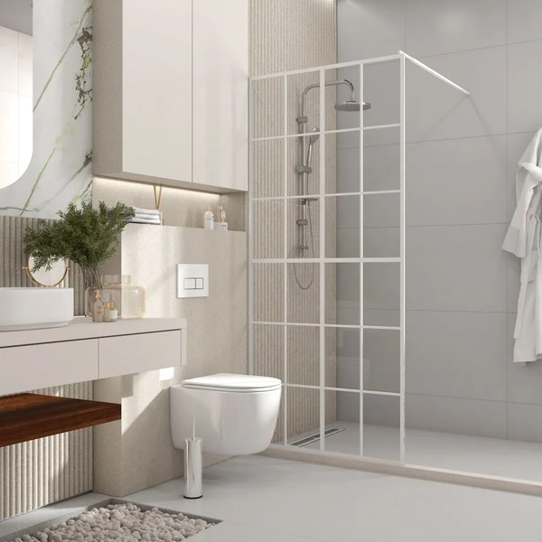 Изображение товара Душевая стенка Teymi Helmi 90x200 / T00302 (прозрачное стекло/белый матовый)