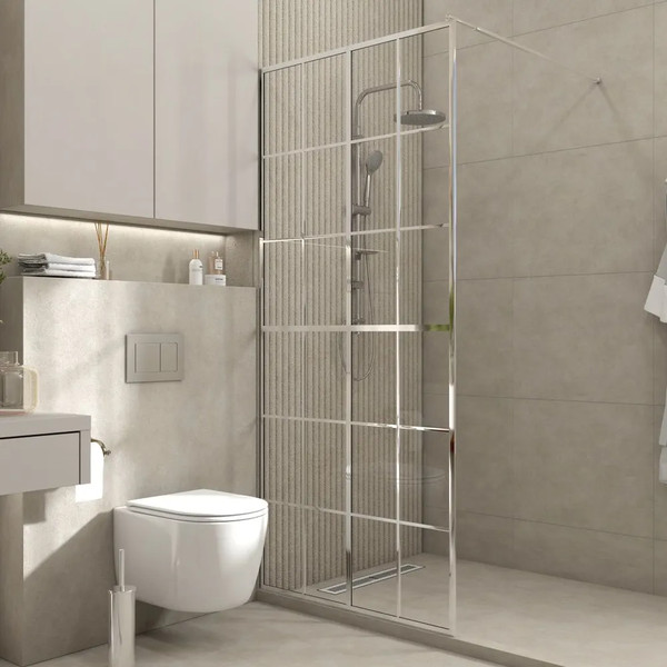 Изображение товара Душевая стенка Teymi Helmi 90x200 / T00303 (прозрачное стекло/хром глянцевый)