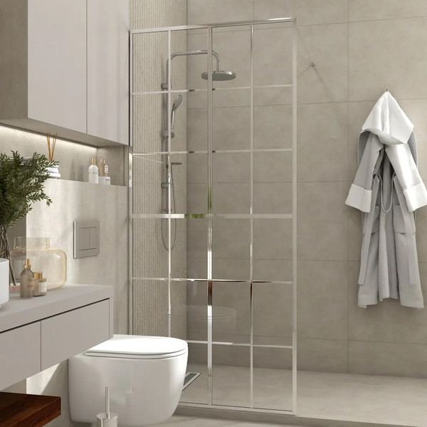 Изображение товара Душевая стенка Teymi Helmi 90x200 / T00303 (прозрачное стекло/хром глянцевый)