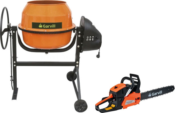 Изображение товара Бетономешалка Garvill БСЭ-120 + Бензопила цепная CS45K