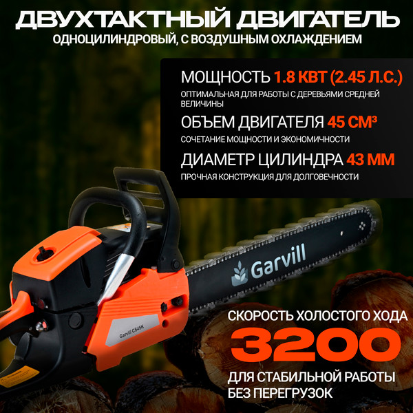 Изображение товара Бетономешалка Garvill БСЭ-140 + Бензопила цепная CS45K