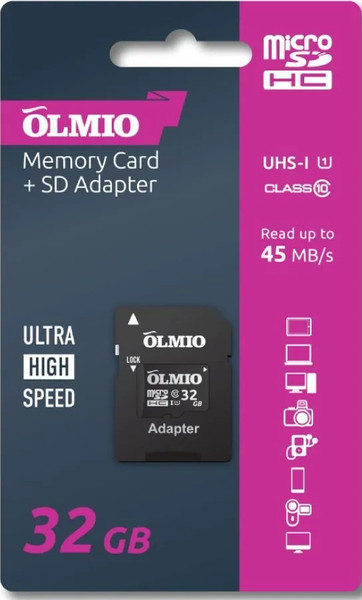 Изображение товара Карта памяти Olmio microSDHC 32GB Сlass 10 UHS-I 1