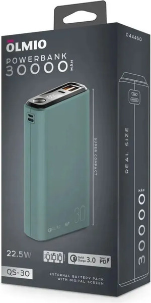 Изображение товара Портативное зарядное устройство Olmio QS-30 30000mAh (мурена)
