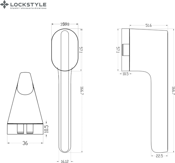 Изображение товара Ручка дверная Lockstyle PERIDOT MOV AL6 (черный)