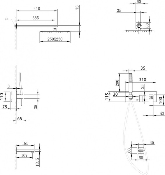 Изображение товара Душевая система со смесителем Abber Daheim AF8217W (белый матовый)