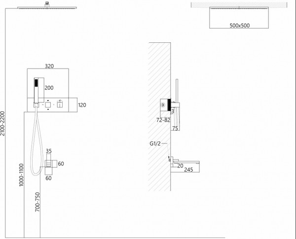 Изображение товара Душевая система со смесителем Abber Daheim AF8254W (белый матовый)