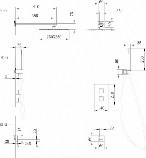 Изображение товара Душевая система со смесителем Abber Daheim AF8250W (белый матовый)