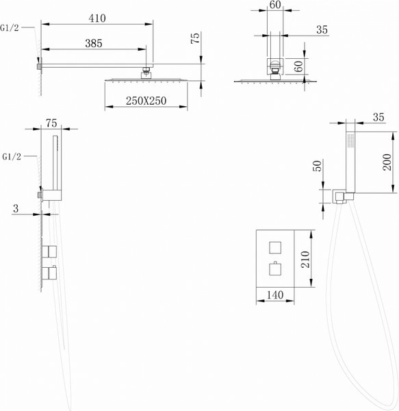 Изображение товара Душевая система со смесителем Abber Daheim AF8251SP (сатин)