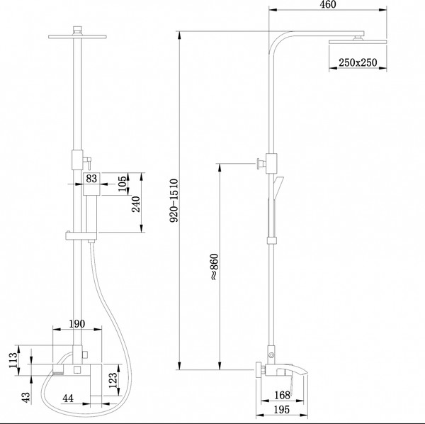 Изображение товара Душевая система со смесителем Abber Wasserfall AF8616NGL (никель)