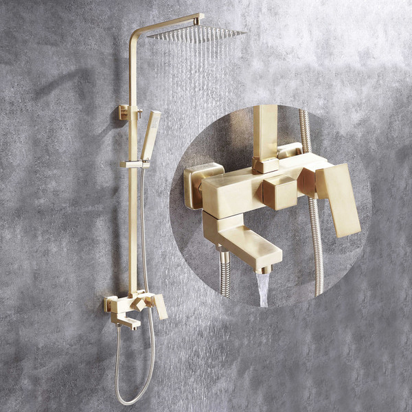 Изображение товара Душевая система со смесителем Abber Daheim AF8216GL (золото матовое)
