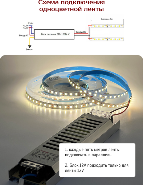 Изображение товара Блок питания для светодиодной ленты Truenergy Block Mini 12V 150W IP20 / 17094