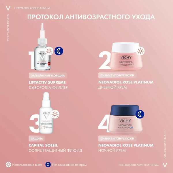 Изображение товара Набор косметики для лица Vichy Neovadiol Rose Platinum для сияния и тонуса кожи лица