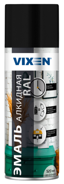 Изображение товара Эмаль Vixen Алкидная VX19005 (520мл, черный RAL 9005)