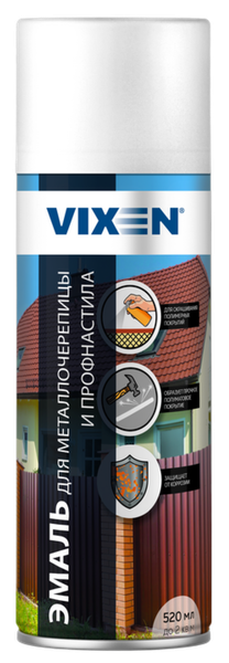 Изображение товара Эмаль Vixen Для металлочерепицы и профнастила VX48017 (520мл, шоколадно-коричневый RAL 8017)
