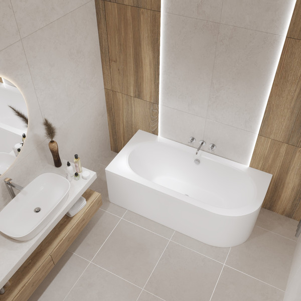 Изображение товара Ванна акриловая Lauter Bliss 170 L / 21201071L (с серым подголовником)