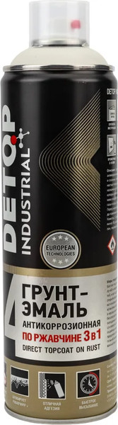 Изображение товара Грунт-эмаль Detop №4 по ржавчине 3в1 DTI-A07719 (650мл, 9018 серо-белый)