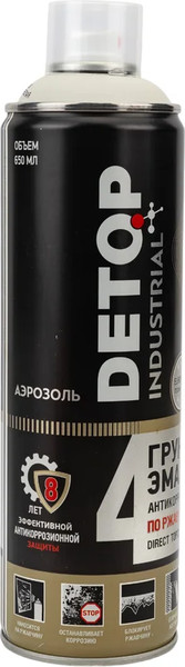 Изображение товара Грунт-эмаль Detop №4 по ржавчине 3в1 DTI-A07719 (650мл, 9018 серо-белый)