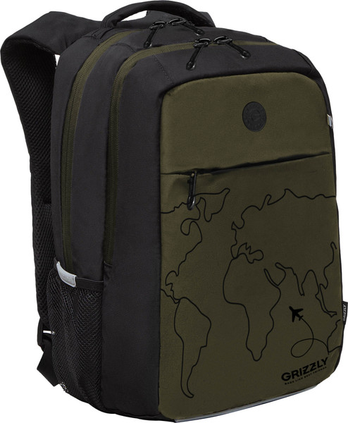 Изображение товара Школьный рюкзак Grizzly RB-556-5 (черный/хаки)