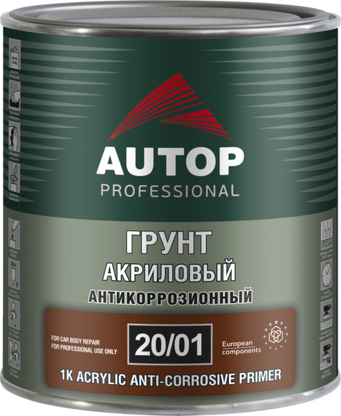 Изображение товара Грунтовка автомобильная AUTOP Антикоррозионная акриловая ATP-PR20/01-08/P3 (1кг, серый)