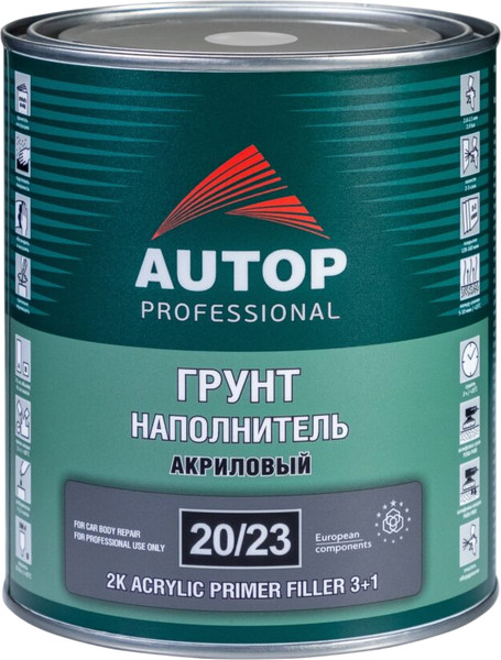 Изображение товара Грунтовка автомобильная AUTOP Наполнитель 2K акриловая 3+1 ATP-PR20/23-1/P3 (1л, серый)