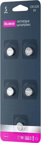 Изображение товара Комплект батареек Olmio CR1220 (5шт)
