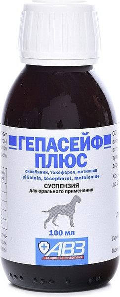 Изображение товара Суспензия для лечения печени и желчевыводящих путей у животных Агроветзащита Гепасейф плюс для собак (100мл)