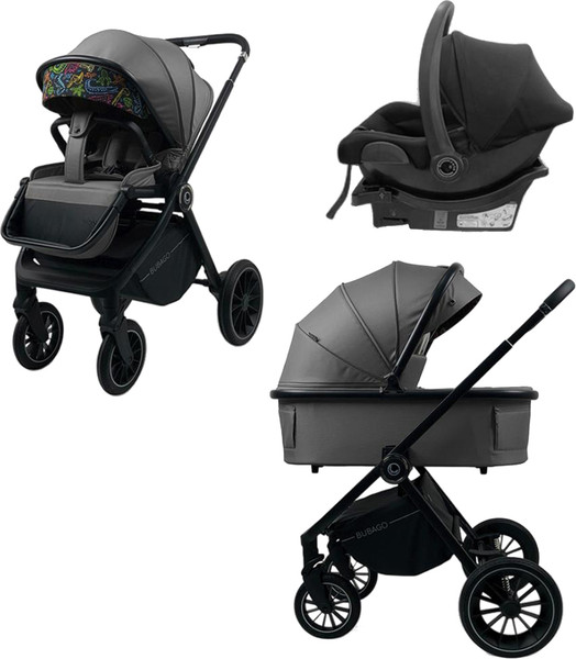 Изображение товара Детская универсальная коляска Bubago Bloom 3 в 1 / BG 152-3 (темно-серый)