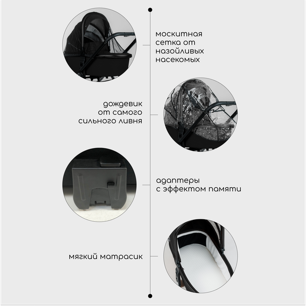 Изображение товара Детская универсальная коляска Bubago Bloom 3 в 1 / BG 152-3 (темно-серый)