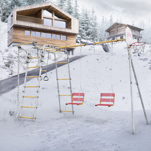 Изображение товара Игровой комплекс Romana Акробат-2-PRO / 103.19.05+1.Д-26.02+1.Д-26.02 Т.23.01  (серый/желтый, цепные качели)