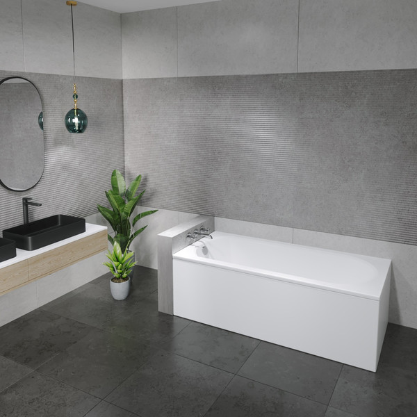 Изображение товара Ванна акриловая Lauter Haven 150 / 21202005 (с ножками, серым подголовником и белым лиц.экраном)