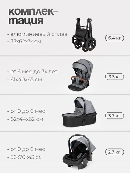 Изображение товара Детская универсальная коляска Tomix Eclipse 3 в 1 / HP-621A (Grey)