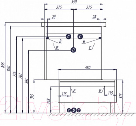 Изображение товара Тумба под умывальник Акватон Капри 60 (1A230101KP010)