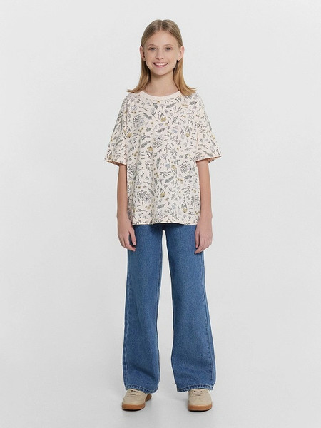 Изображение товара Футболка детская Mark Formelle 117843 (р.128-64, цветы на нежно-розовом)