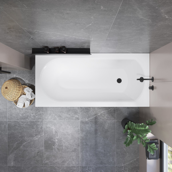 Изображение товара Ванна акриловая Lauter Haven 160 / 21202006 (с каркасом, лицевым и торцевым экранами черного цвета)